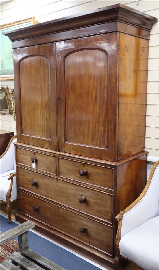 A Regency mahogany linen press (converted) W.134cm